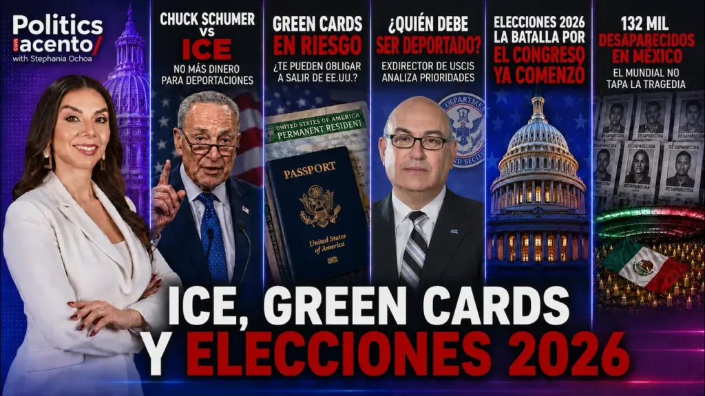 Thumbnail Youtube Ep 10 Politics Con Acento: Ice, Green Cards Y Elecciones 2026 - 2026 - El Botón